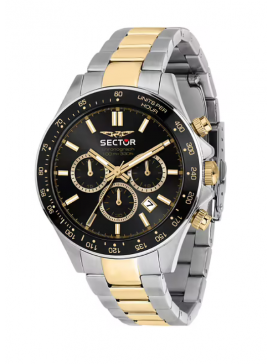 Sector 230 Cronografo Nero Bicolore Oro/Argento