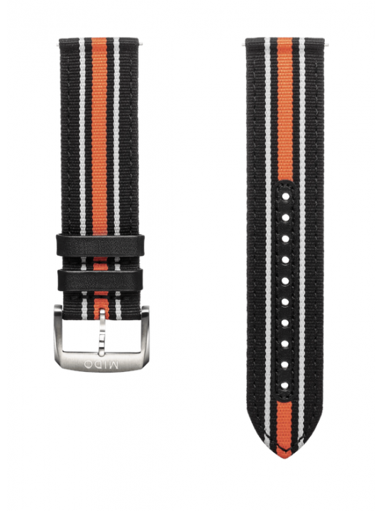 Cinturino in tessuto nero e arancione 22mm