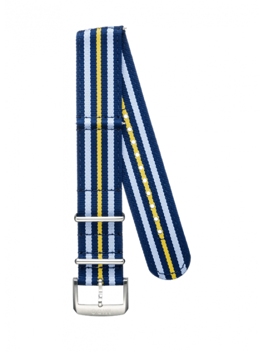 Cinturino in tessuto blu e giallo 22mm
