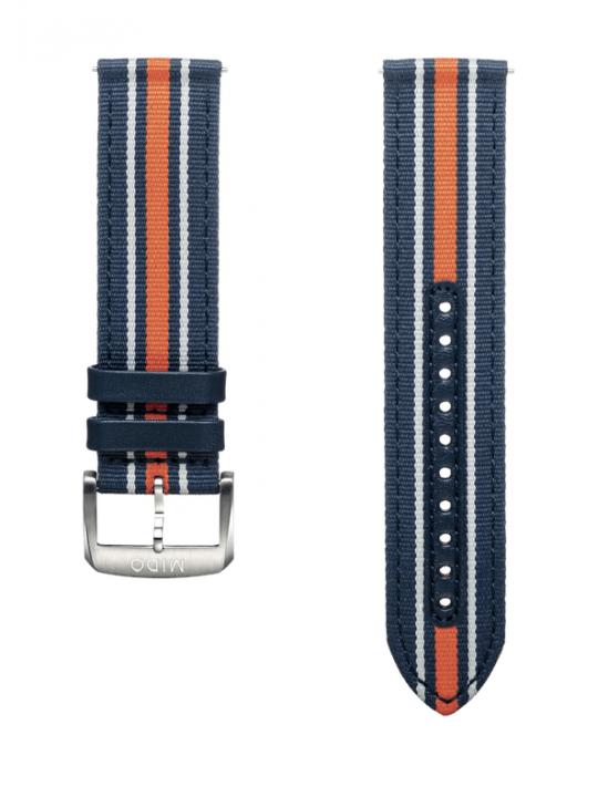Cinturino in tessuto blu e arancione 22mm