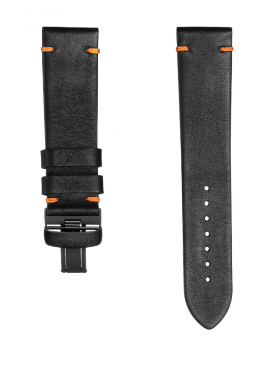 Cinturino in pelle nera 22mm
