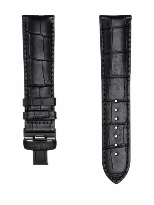Cinturino in pelle nera 22mm