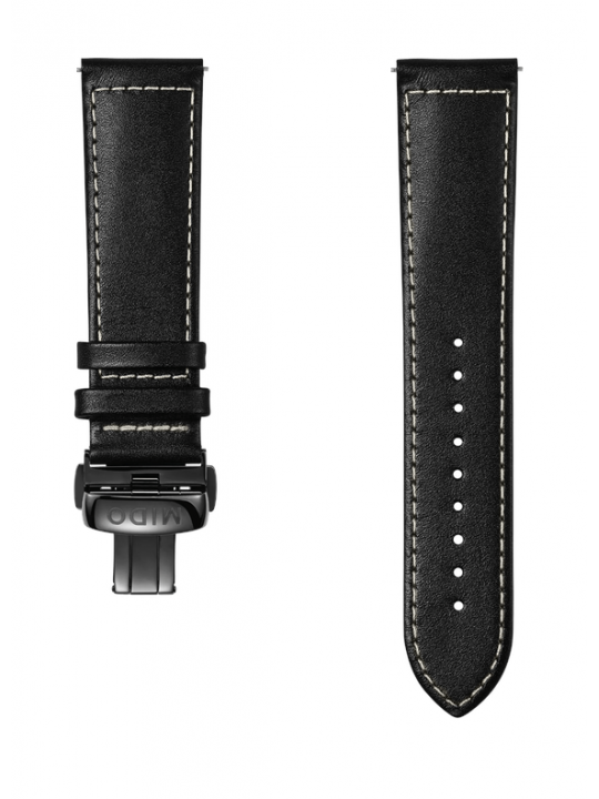 Cinturino in pelle nera 22mm