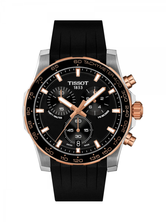 Tissot Supersport Chrono 42mm Quadrante Nero Cinturino in Caucciù