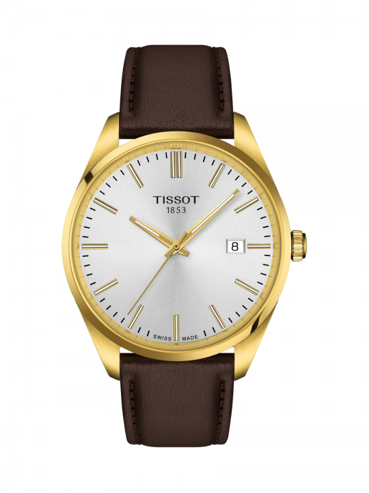 Tissot PR 100 40mm Quarzo PVD Oro Cinturino in Pelle